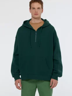 Rib insert zipped loose fit hoodie-Scotch & Soda Best