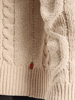 ROUND NECK EXTRA DROPPED SHOULDER CHENILLE CABLE SWEATER-Scotch & Soda New