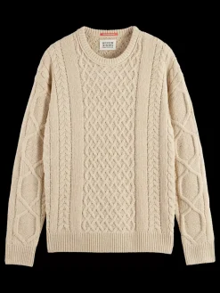 ROUND NECK EXTRA DROPPED SHOULDER CHENILLE CABLE SWEATER-Scotch & Soda New