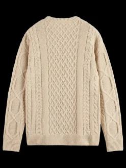 ROUND NECK EXTRA DROPPED SHOULDER CHENILLE CABLE SWEATER-Scotch & Soda New