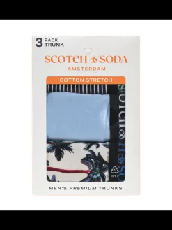 SCOTCH & SODA MEN'S UNDERWEAR SS24 - 3PK COTTON STRETCH TRUNK (PRINT)-Scotch & Soda Fashion