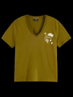 SLUB V-NECK REGULAR FIT T-SHIRT-Scotch & Soda Fashion