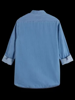 Smart indigo lightweight denim shirt with sleeve adjusters-Scotch & Soda Discount