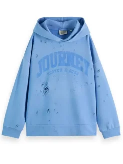 SPRAYED HOODIE WITH DESTROYED DETAILS-Scotch & Soda New