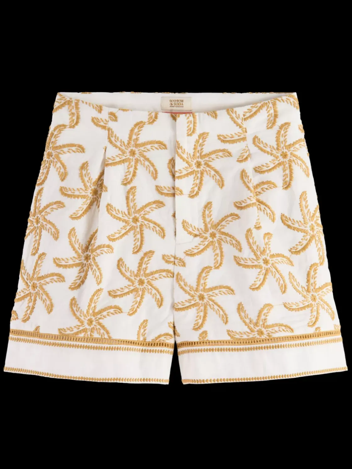 STARFISH EMBROIDERED HIGH-RISE LINEN SHORT-Scotch & Soda Sale