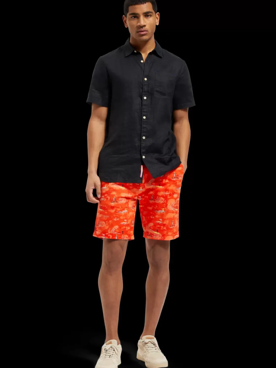 Stuart- printed stretch-cotton chino short-Scotch & Soda Best