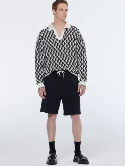 Textured jacquard dropped shoulder long sleeve polo-Scotch & Soda Discount