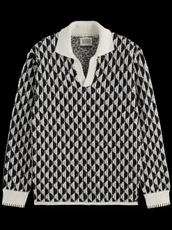 Textured jacquard dropped shoulder long sleeve polo-Scotch & Soda Discount