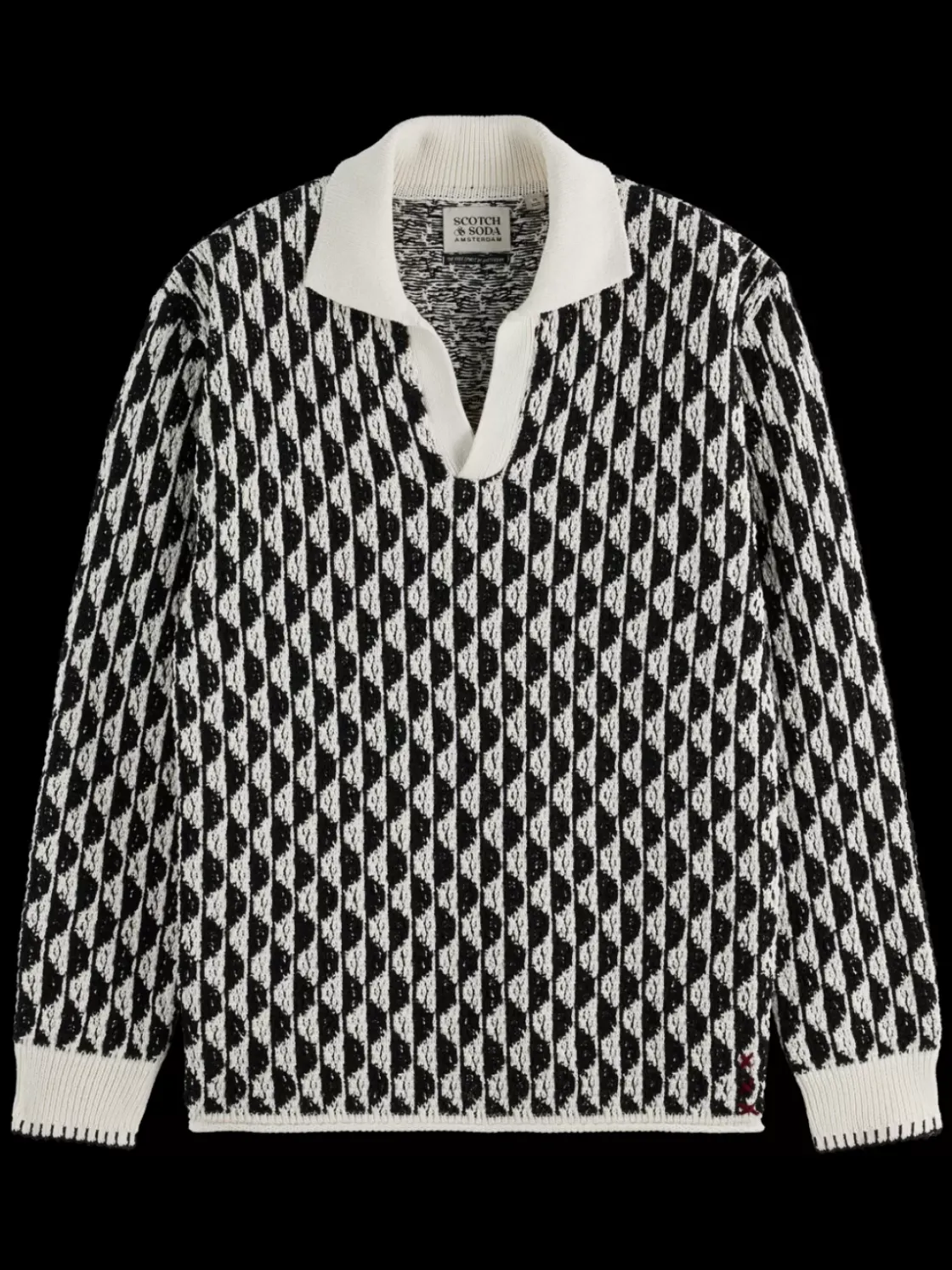 Textured jacquard dropped shoulder long sleeve polo-Scotch & Soda Discount