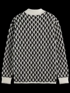 Textured jacquard dropped shoulder long sleeve polo-Scotch & Soda Discount