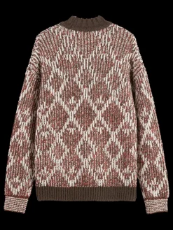 TURTLE NECK JACQUARD EXTRA DROPPED SHOULDER SWEATER-Scotch & Soda Discount