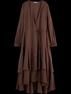 VISCOSE JACQUARD MIDI WRAP DRESS-Scotch & Soda New