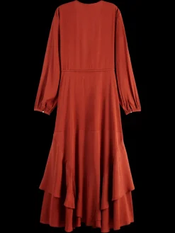 VISCOSE JACQUARD MIDI WRAP DRESS-Scotch & Soda New