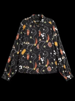 VISCOSE PRINTED BALLOON SLEEVE SHIRT-Scotch & Soda Sale