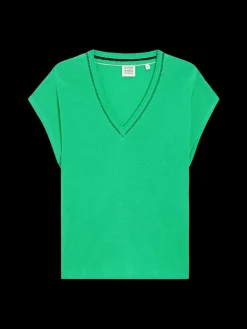 V-NECK LADDER DETAIL LOOSE FIT T-SHIRT-Scotch & Soda Discount