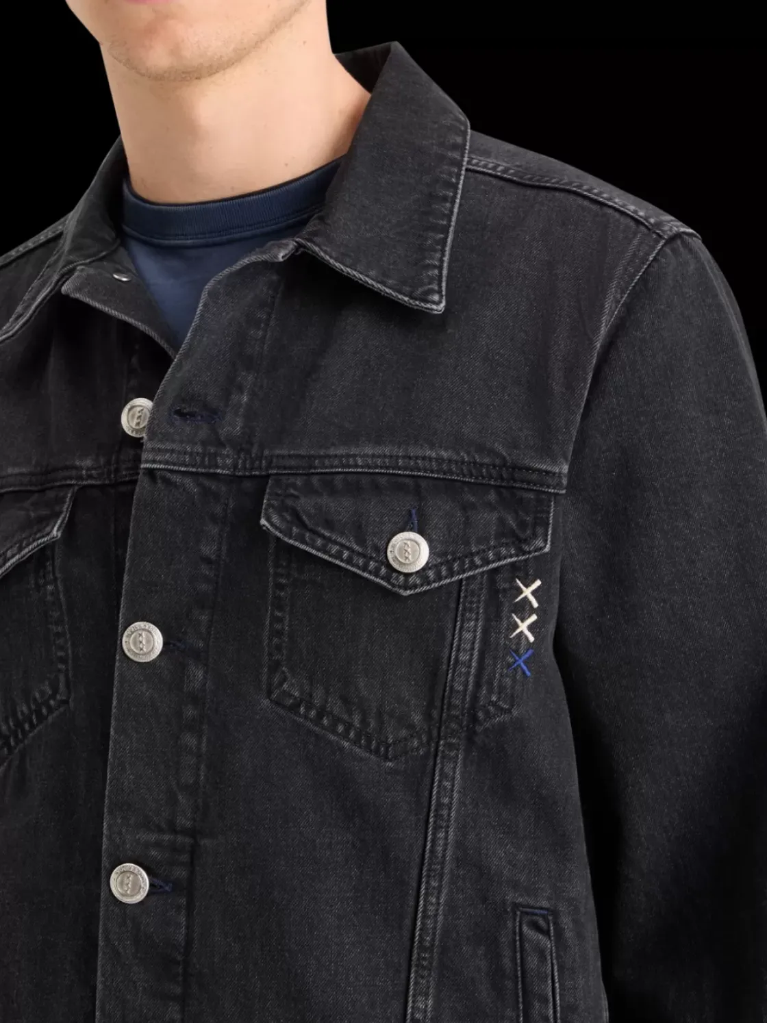 WASHED BLACK DENIM TRUCKER JACKET-Scotch & Soda Best