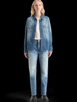 WASHED REGULAR FIT DENIM WESTERN SHIRT WITH EMBROIDERIES-Scotch & Soda Discount