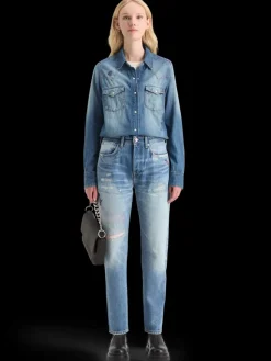 WASHED REGULAR FIT DENIM WESTERN SHIRT WITH EMBROIDERIES-Scotch & Soda Discount