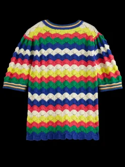 WAVE STITCH KNITTED SHORT SLEEVE PULLOVER-Scotch & Soda New